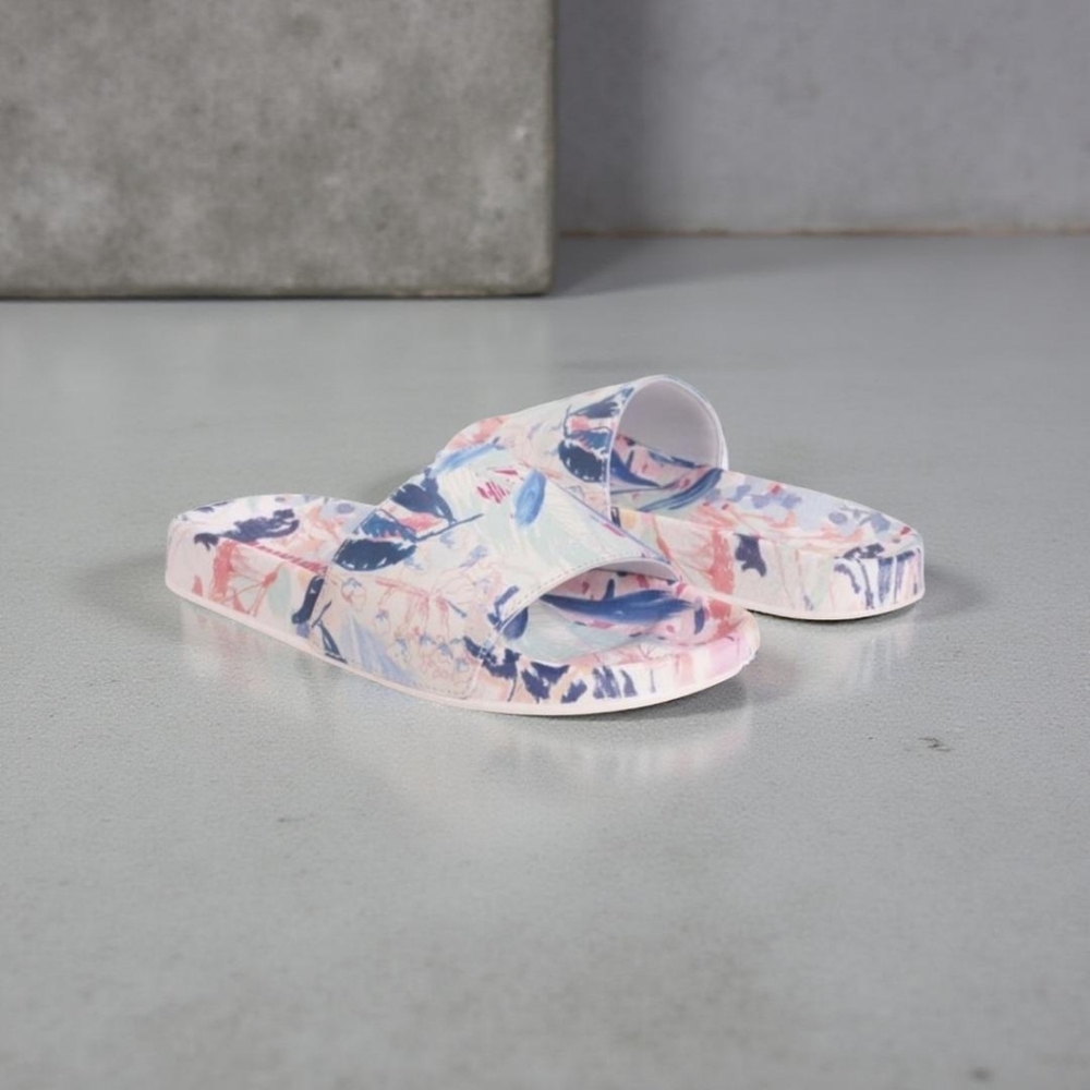White Floral Pool Party Slider Sandal